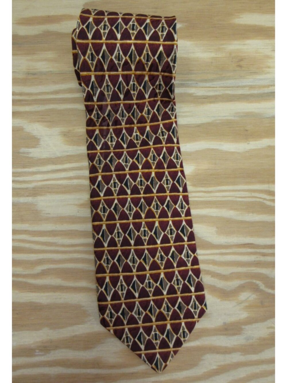 Canali Neck Tie Red Silk Jacquard Geometric Luxury Made In Italy